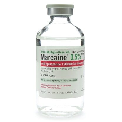 Marcaine® (Bupivacaine HCl), 0.5%, with Epinephrine, 5.0mg/mL, MDV, 50mL Vial (Expiring Soon)