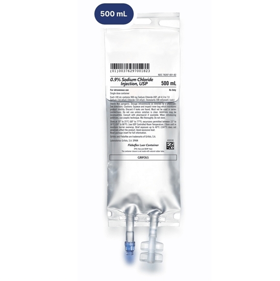 09 Sodium Chloride IV Solution Injection 5001000 mL Fleboflex Luer Bag LatexPVCDEPHfree 24Case