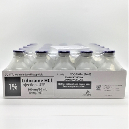 1% Lidocaine HCl Injection 10 mg/mL, Fliptop Multiple Dose Vial 50 mL, 25/Tray (Expiring Soon)