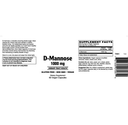 D-Mannose 1000 mg Capsules, 60 Count