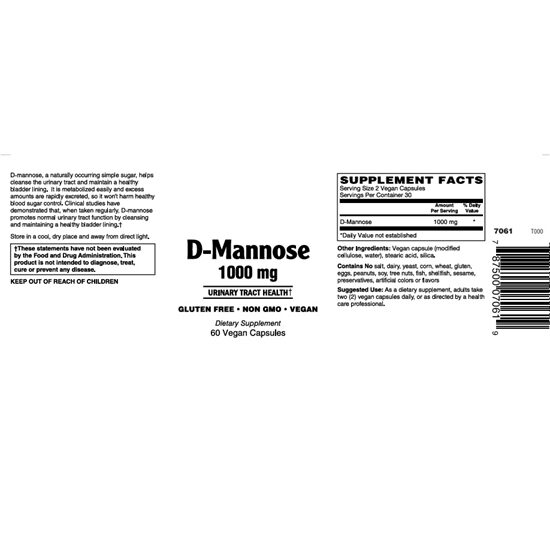 DMannose 1000 mg Capsules 60 Count