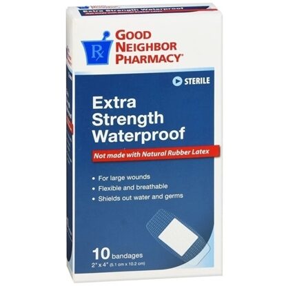 Good Neighbor Pharmacy Bandages Extra Strength Waterproof 2" x 4", 10/Box