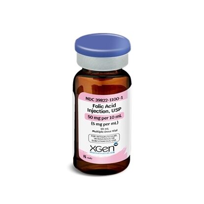 Folic Acid Injection 5 mg/mL, Multiple Dose Vial 10 mL, Each