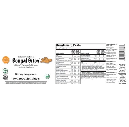 Bengal Bites Childrens Chewable Vegetarian Multivitamin Chewable Tablets 60 Count Expiring Soon