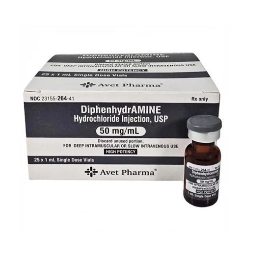 Avet Diphenhydramine HCl Injection 50 mgmL Single Dose Vial 1 mL 25Tray