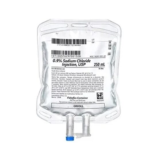 09 Sodium Chloride IV Solution Injection Grifols 250 mL Fleboflex Bag LatexPVCDEPHfree 28/Case