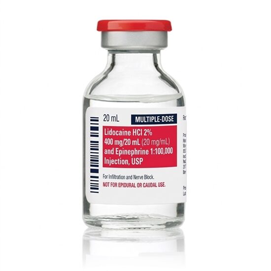Lidocaine HCl 2and Epinephrine Injection 20 mgmL Fliptop Multiple Dose Vial 20 mL 10Tray