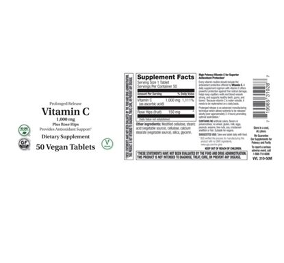 Vitamin C Plus Rose Hips 1000 mg Tablets, 100 Count