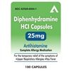 Diphenhydramine HCl Generic for Benadryl 25 mg Capsules 100 Count