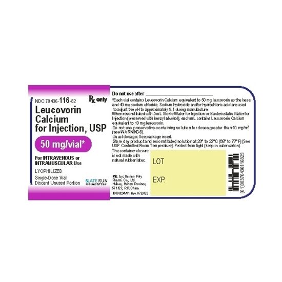Slate Run Pharma Leucovorin Calcium Injection 50 mgVial Single Dose Vial 10 mL Each