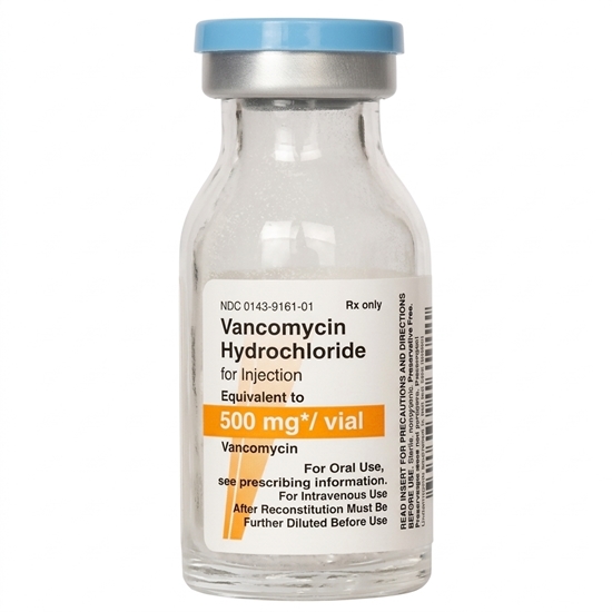 Vancomycin HCl Injection 500 mgVial Single Dose Vial 10 mL 10Tray  Hikma
