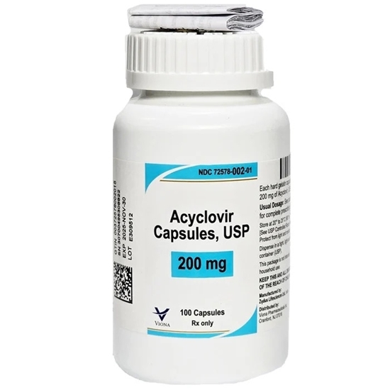Acyclovir 200 mg Capsules 100 Count  Viona