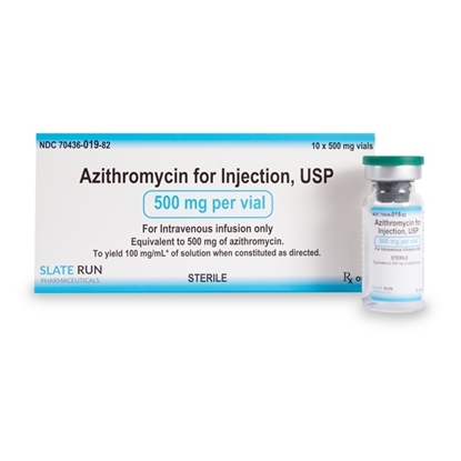 Azithromycin Injection 500 mg/Vial, Single Dose Vial 10 mL, 10/Tray | Slate Run Pharm