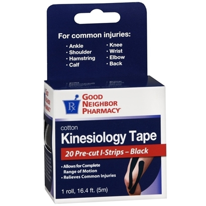 Kinesiology Cotton Pre-Cut Strips Black Tape, 20/Box