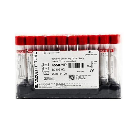 Vacuette Z Serum Sep Clot Activator Blood Collection Tube Red 8 mL 50Package