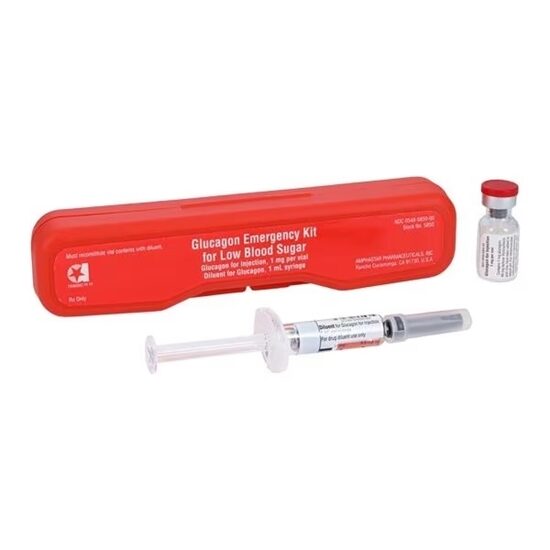 Glucagon Emergency Kit for Low Blood Sugar Injection 1 mgVial Syringe 1 mL Each  Amphastar