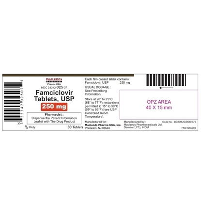 Famciclovir 250 mg Tablets, 30 Count | Macleods